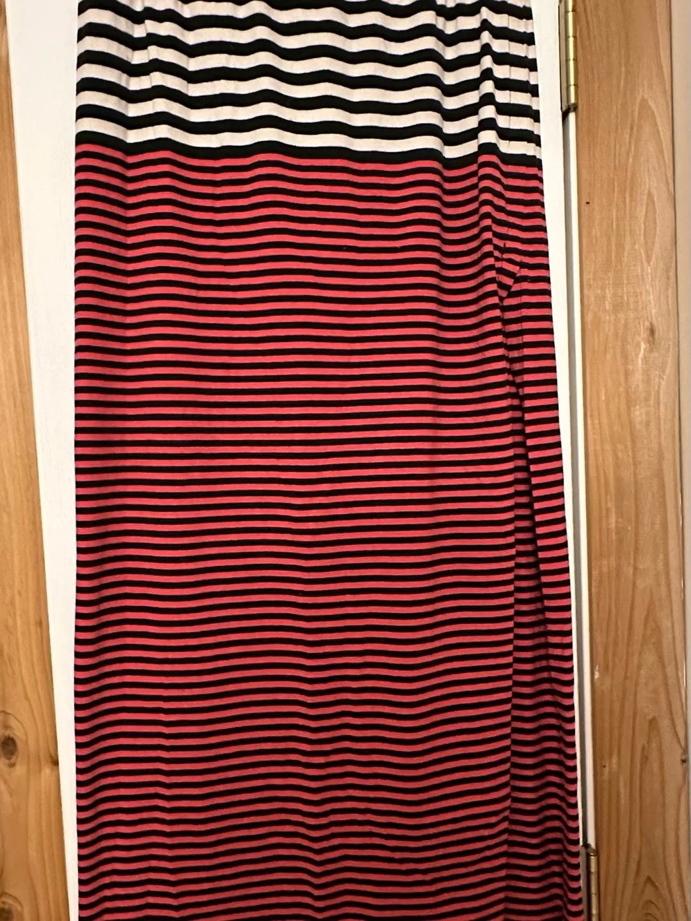 VTG Free People 1990’s Boho Striped Skirt Black, Cream, Cherry Red S